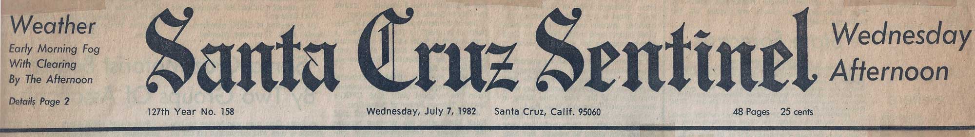 Santa Cruz Sentinel front page